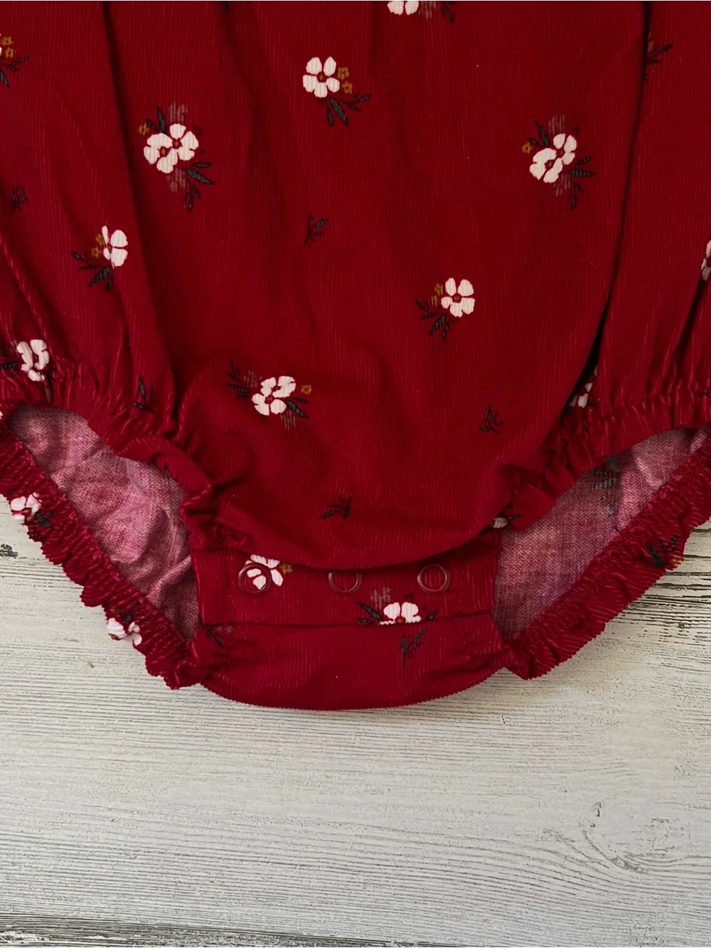 Carter’s Floral Corduroy Bubble Romper Cranberry Red Baby Girl 9M